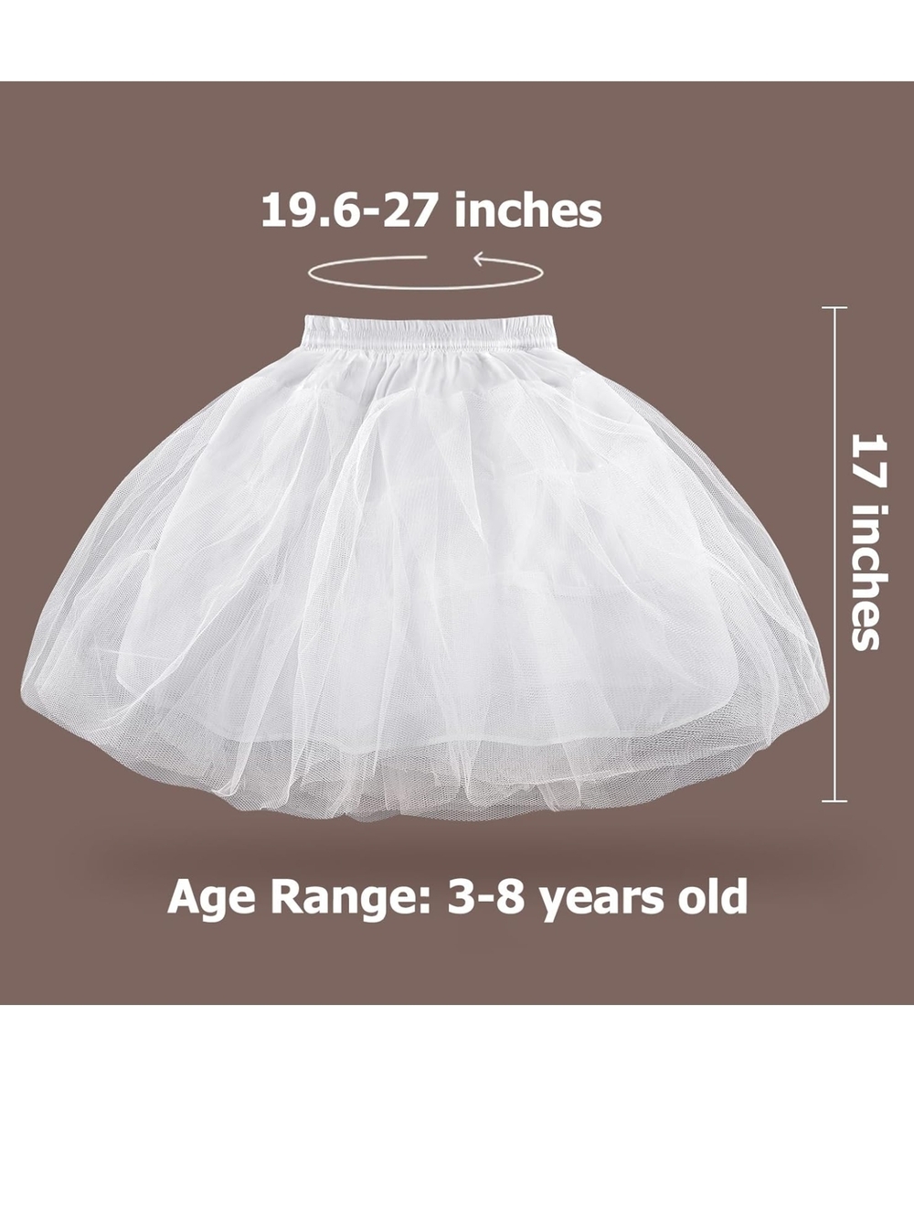 Lulusilk- White Tulle Petticoat Skirt - Girls One Size